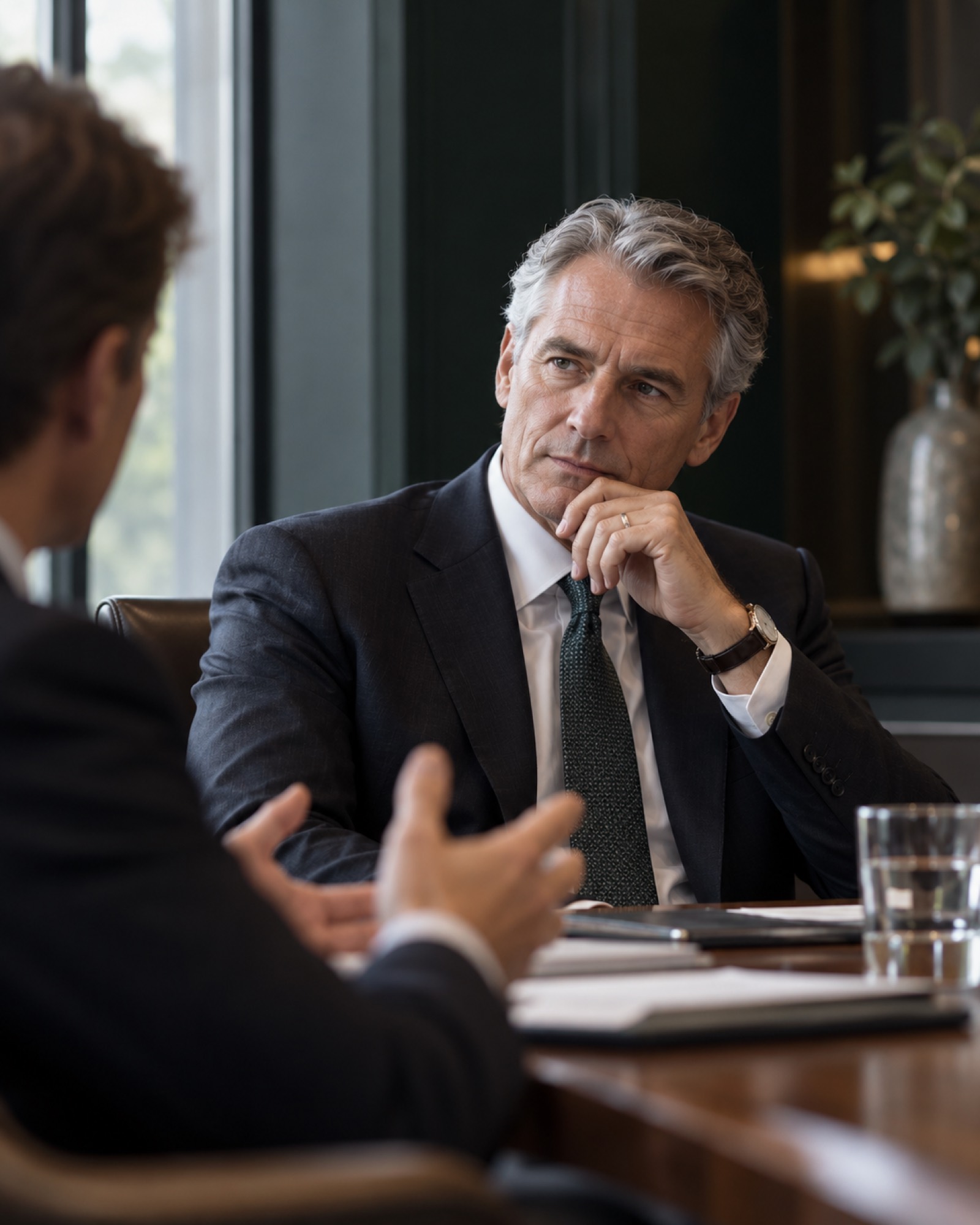 Professionals in a meeting at a conference table