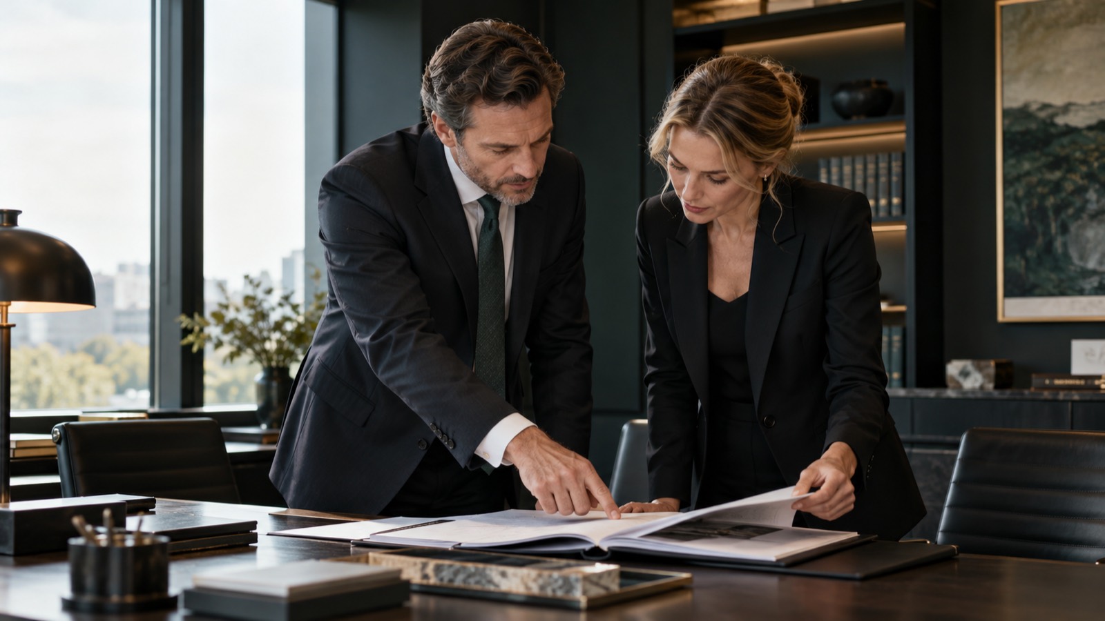Two collection professionals reviewing a client file